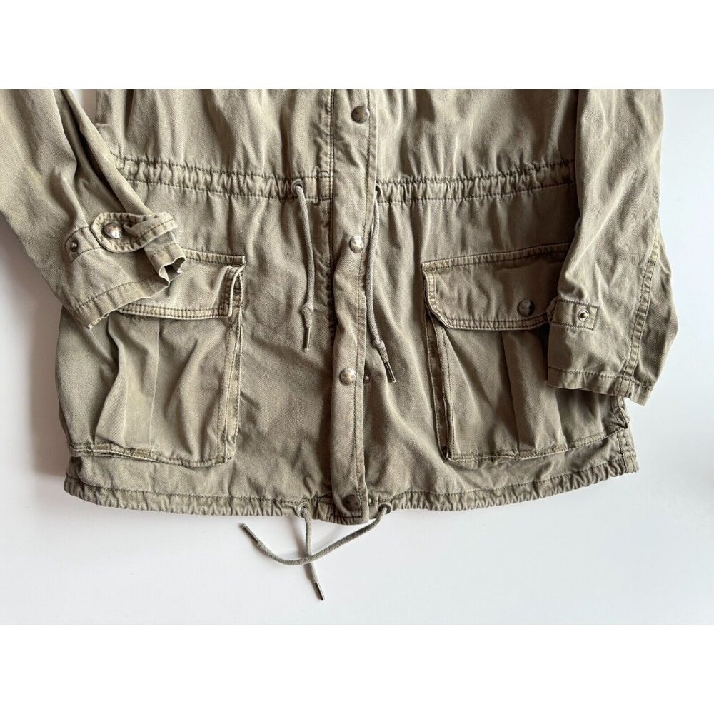 Aritzia TALULA Trooper Green Cotton Twill Hooded Utility Field Jacket, Size S - Picture 10 of 16